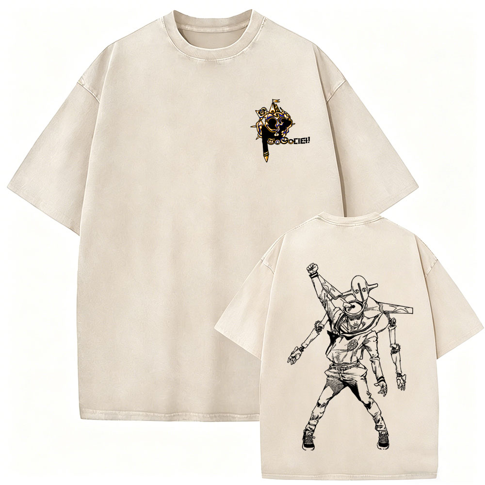 Jojo Anime Merchandise - Wymyta Koszulka Vintage Anime Jojo Bizarre
