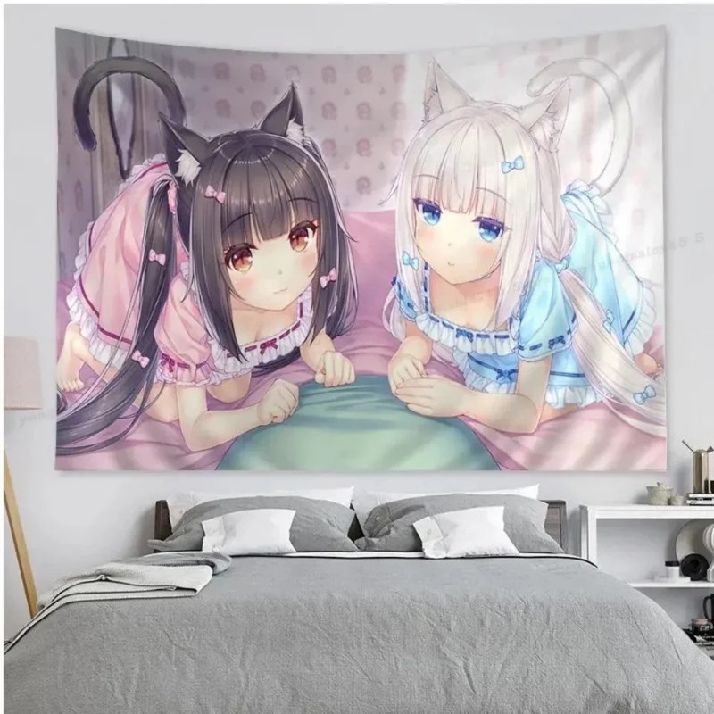 Wall Scroll Tapestry - VIKAMA Gobelin Anime z Kotką w